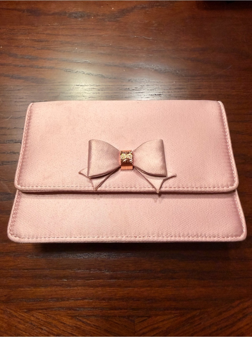 NWT Ted Baker Raachel Saffiano Pink Bow Crossbody Clutch Bag